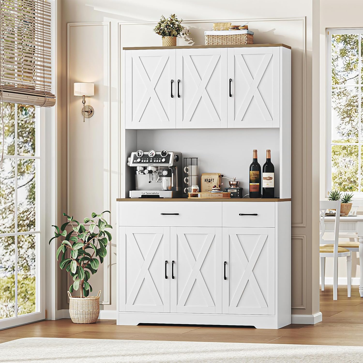 HOSTACK Cabinet with Charging Station & Microwave
