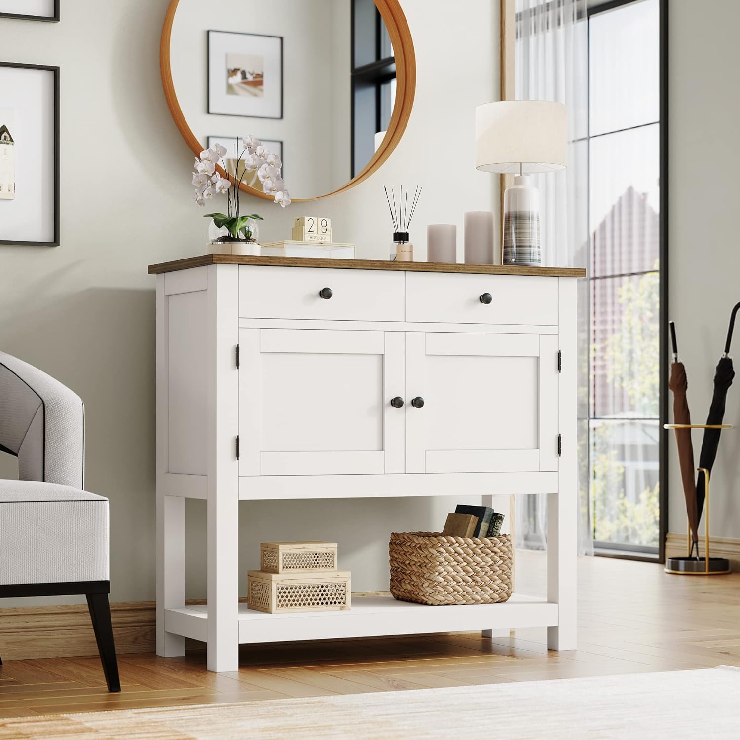 HOSTACK Farmhouse Console Entryway Sideboard