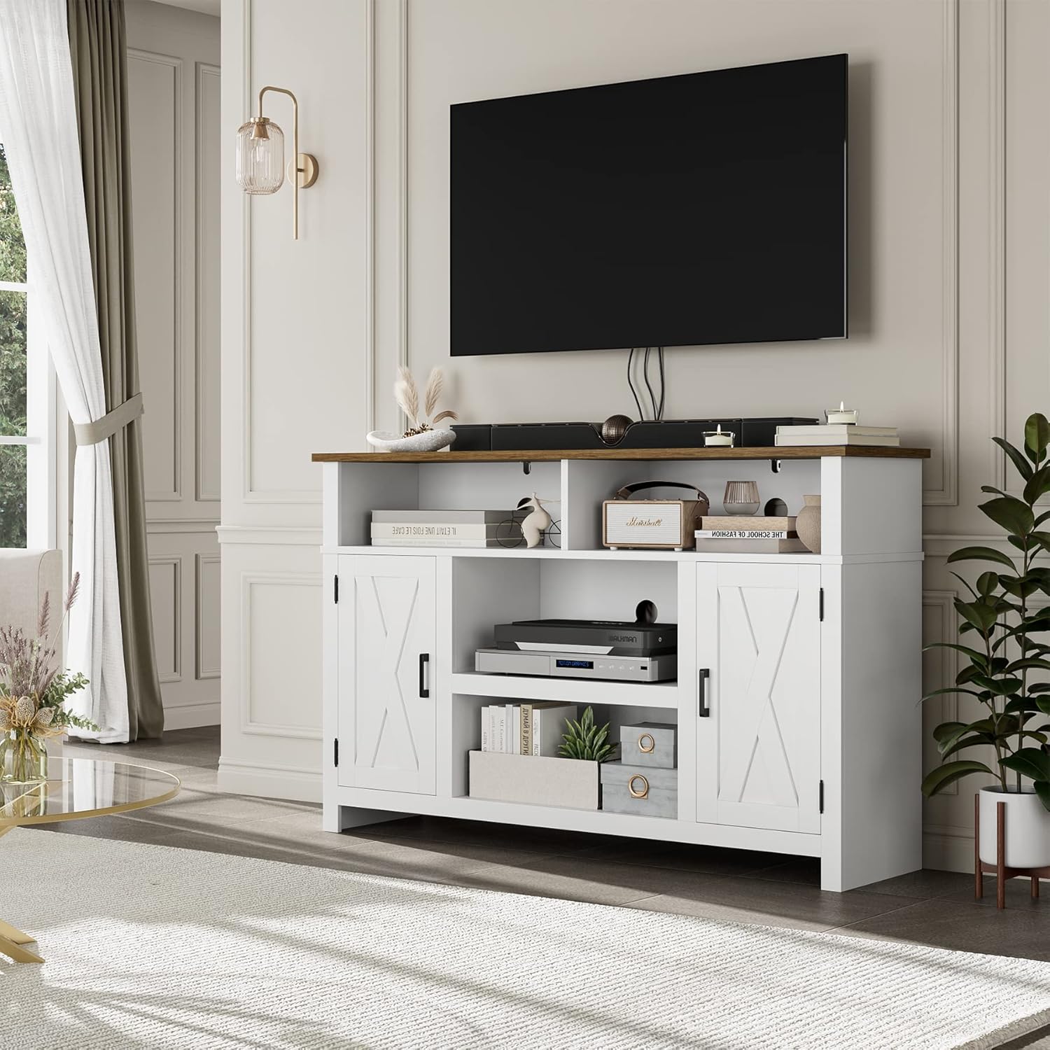 HOSTACK Farmhouse Entertainment Adjustable Sideboard